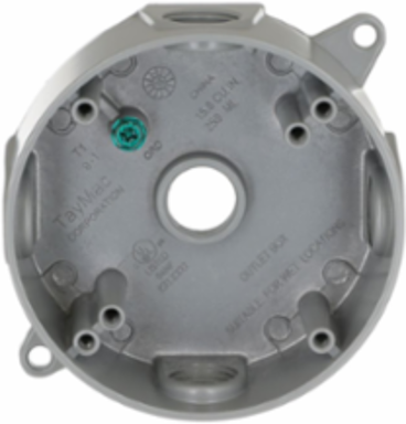 Round Weatherproof Box, 5 Outlet, 1/2 Inch Threaded, Rugged Aluminum, NEMA 3R