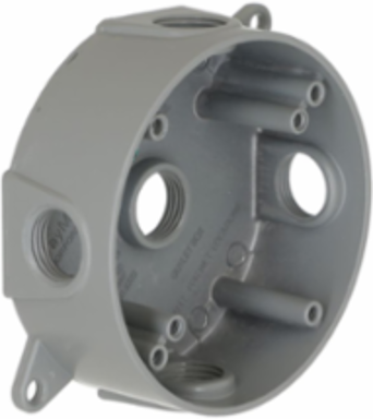 Round Weatherproof Box, 5 Outlet, 1/2 Inch Threaded, Rugged Aluminum, NEMA 3R