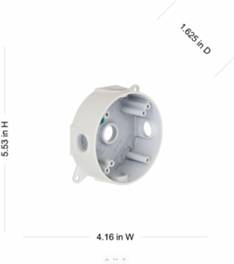 Round Weatherproof Box, 5 Outlet, 1/2 Inch Threaded, Aluminum, White, NEMA 3R
