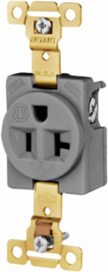 Weather Resistant Commercial Grade Receptacle, 20A 125V, 2-Pole 3-Wire, Gray