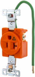 Commercial Grade Isolated Ground Receptacle, 20A 125V, 2-Pole, 3-Wire, Orange