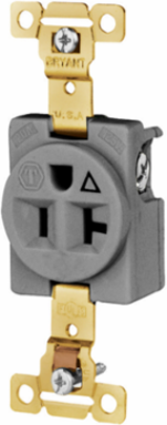 Commercial/Industrial Grade Single Receptacle, 20A 125V, 5-20R, Weather Resistant, Gray