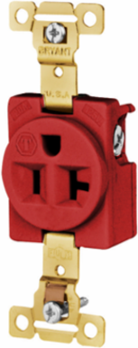 Single Receptacle, Weather Resistant, 20A 125V, 2-Pole 3-Wire Grounding, Red