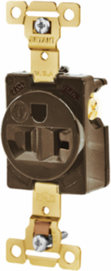 Weather Resistant 2-Pole 3-Wire Grounding Receptacle, 20A 125V, 5-20R, Brown