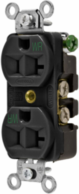 Weather Resistant Duplex Receptacle, 20A 125V, 2-Pole 3-Wire