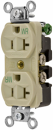 Weather Resistant Duplex Receptacle, 2-Pole 3-Wire, 15A 125V, Ivory