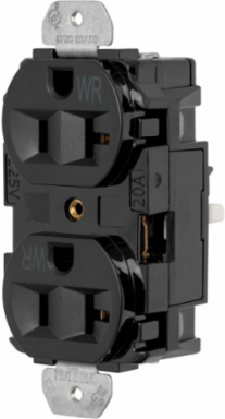 EdgeConnectTM 20A Straight Blade Duplex Receptacle, 3.28x1.58x1.38 Inch, Black, Weather Resistant