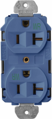 EdgeConnect™ Blue 20A Straight Blade Duplex Receptacle, 2-Pole, 125V, Screwless Termination