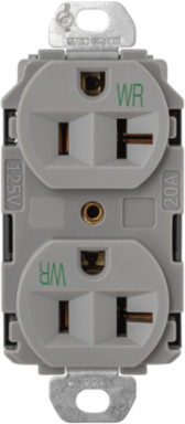 EdgeConnect™ 20A Weather Resistant Duplex Receptacle, Gray, 5-20R NEMA Rating