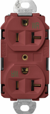 Red Weather Resistant 20A Straight Blade Duplex Receptacle, 3.28x1.58x1.38 Inch