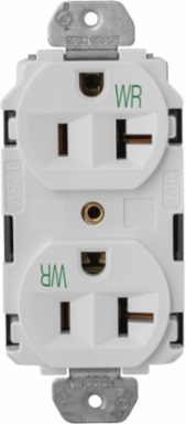 EdgeConnect™ Straight Blade Duplex Receptacle, 20A, Weather Resistant, White