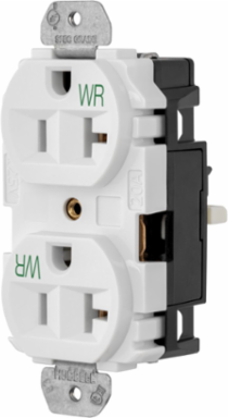 EdgeConnect™ Straight Blade Duplex Receptacle, 20A, Weather Resistant, White