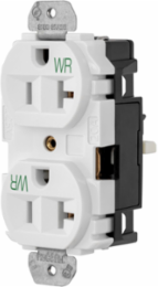 EdgeConnectâ„¢ Straight Blade Duplex Receptacle, 20A, Weather Resistant, White