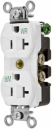 Weather Resistant Duplex Receptacle, 15A 125V, 2-Pole 3-Wire, 3.28 Inch x 1.41 Inch x 1.09 Inch, White
