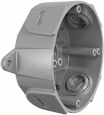 Round Weatherproof Box, 5 Outlets, 3/4 Inch Threaded, Aluminum, Gray