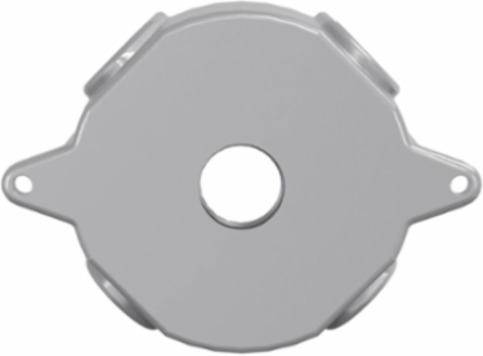 Round Weatherproof Box, 5 Outlets, 3/4 Inch Threaded, Aluminum, Gray