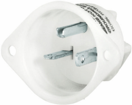 Flanged Male Inlet, 20A 125V, 2-Pole 3-Wire, Self-Grounding, Black