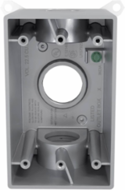 1-Gang Weatherproof Deep Box, 3 Outlets, 2.805 Inch Width, 4.56 Inch Height, Gray