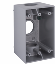 1-Gang Weatherproof Deep Box, 3 Outlets, 2.805 Inch Width, 4.56 Inch Height, Gray
