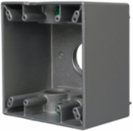 2-Gang Weatherproof Deep Box with 5 x 1 Inch Outlets, Rugged Aluminum, NEMA 3R