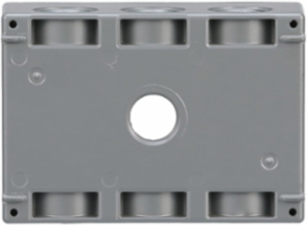 3-Gang Weatherproof Deep Box, 7 Outlets, 6.375 Inch Width, Metallic Gray