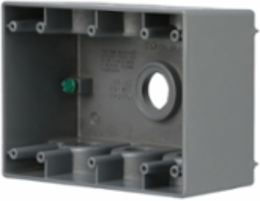 3-Gang Weatherproof Deep Box, 7 Outlets, 6.375 Inch Width, Metallic Gray