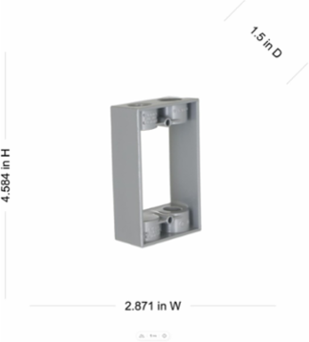 1-Gang Weatherproof Extension Adapter, Two 1/2 in. Threaded Outlets, Gray