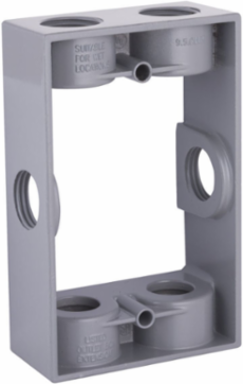 1-Gang Weatherproof Extension Adapter, Six 1/2 in. Threaded Outlets, Gray