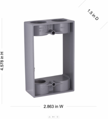 1-Gang Weatherproof Extension Adapter, Two 3/4 in. Threaded Outlets, Gray