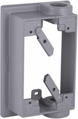 1-Gang Weatherproof Extension Adapter, Swing Arm, Two 1/2 Inch Outlets, Metallic