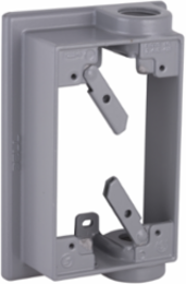 1-Gang Weatherproof Extension Adapter, Swing Arm, Two 1/2 Inch Outlets, Metallic