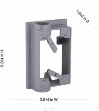 1-Gang Weatherproof Extension Adapter, Swing Arm, 2 Outlets, 3/4 Inch Threaded, Gray