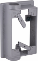 1-Gang Weatherproof Extension Adapter, Swing Arm, 2 Outlets, 3/4 Inch Threaded, Gray