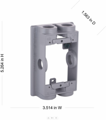 Weatherproof Extension Adapter, 1-Gang, 6 Outlets, 1/2 Inch Threaded, Gray