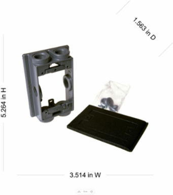 Weatherproof Extension Adapter 1-Gang, Swing Arm, 6 Outlets, 3/4 Inch Threaded, Gray