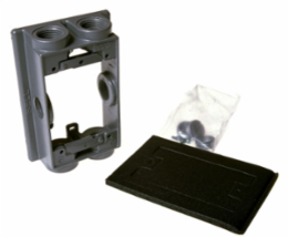 Weatherproof Extension Adapter 1-Gang, Swing Arm, 6 Outlets, 3/4 Inch Threaded, Gray