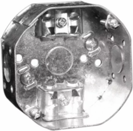 4 In. Octagon Box, 1-1/2 in. Deep, 15 Cu. In., with Raised Ground Screw, 1/2 in. KO, Cable Pryouts, AC90 (50-Pack)