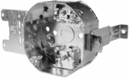 4 In. Steel Stud Octagon Box, 1-1/2 in. Deep, 15 Cu. In., with MSB Metal Stud Bracket, for 2-3/8 and 3-5/8 in. Stud Size, 1/2 in. KO, Cable Pryouts Ends, Raised Ground Screw, AC90 (25-Pack)