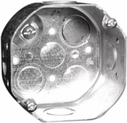 4 In. Octagon Box, 2-1/8 in. Deep, 21 Cu. In., with Raised Ground Screw, with Concentric, 1/2 & 3/4 in. KO, (16-Pack)