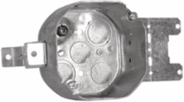 4 In. Steel Stud Octagon Box, 2-1/8 in. Deep, 21 Cu. In., with MSB Metal Stud Bracket, Bracket set for a 2 in x 3 in. Steel Stud, for 2-3/8 and 3-5/8 in. Stud Size, Raised Ground Screw, with Concentric and 1/2 in. KO (16-Pack)