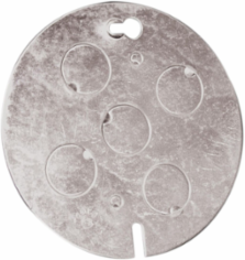 4 Inch Concrete Cover Flat with 5 x 1/2 Inch Knockouts, Steel, CSA Certified