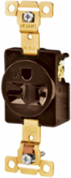 Commercial Grade 2-Pole 3-Wire Grounding Receptacle, 20A 250V, 6-20R, Brown, 3.28 Inch x 1.38 Inch x 0.91 Inch