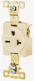 Commercial/Industrial Grade Receptacle, 2-Pole 3-Wire, 20A 250V, Ivory, 3.28x1.38x0.91 Inch