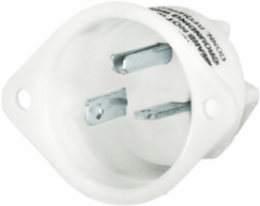Flanged Male Inlet, 20A 250V, 2-Pole 3-Wire, Nylon Cup, 1.84 x 2.50 x 1.55 Inch, White