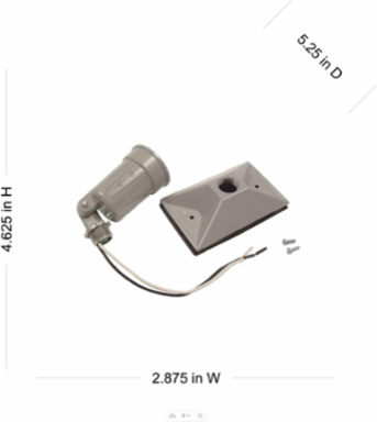 Rectangular Weatherproof Cover for PAR 38 Lamps, Gray, 5 Inch x 2.844 Inch x 4.594 Inch, 0.74 lb.