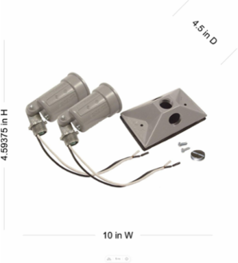 Rectangular Weatherproof Cover for 75-150W PAR 38 Lamps, 10 Inch Width, Die Cast Aluminum