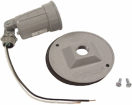 4 Inch Weatherproof Combination Cover for PAR 38 Lamps, Metal, Gray, Includes Lampholder, Gasket