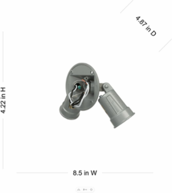 4 Inch Round Weatherproof Light Cover for PAR 38 Lamps, Includes 2 Lampholders, Gray