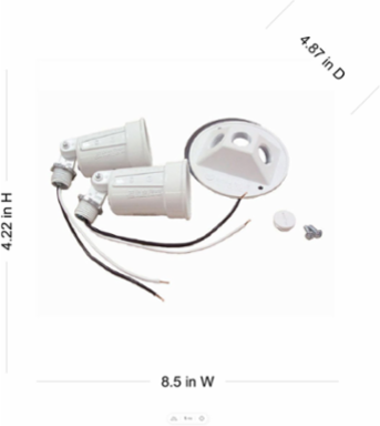 4 Inch Round Weatherproof Cover for PAR 38 Lamps, Includes 2 Lampholders, White