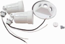 4 Inch Round Weatherproof Cover for PAR 38 Lamps, Includes 2 Lampholders, White
